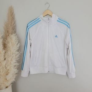 Vintage adidas track jacket, white adidas, adidas windbreaker, sportwear, size L